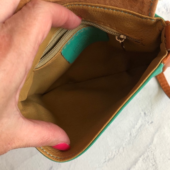 Seafoam Green and Tan Italian Leather Crossbody - Picture 6 of 8